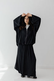 Satin Serenity Ensemble - Skirt BLACK