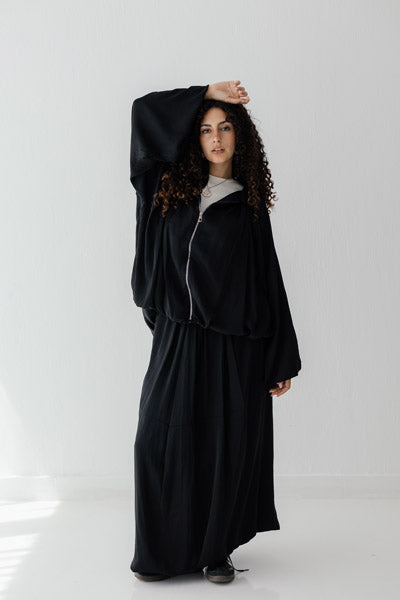 Satin Serenity Ensemble - Skirt BLACK