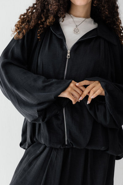 Satin Serenity Ensemble - Skirt BLACK
