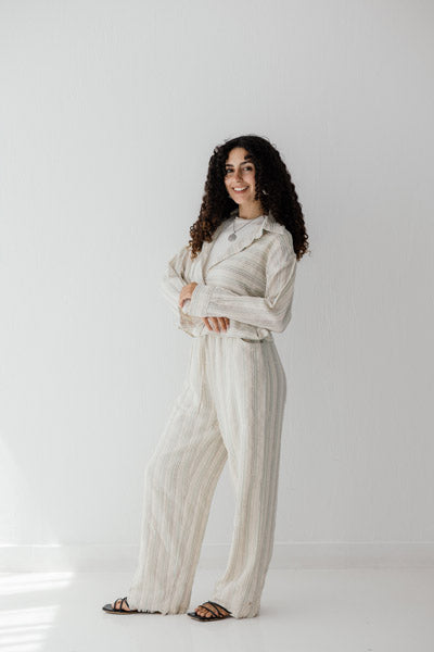 Boho Striped Pants BEIGE
