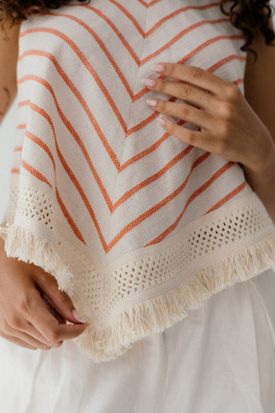 Solana Fringe Linen Top Orange