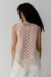 Solana Fringe Linen Top Orange