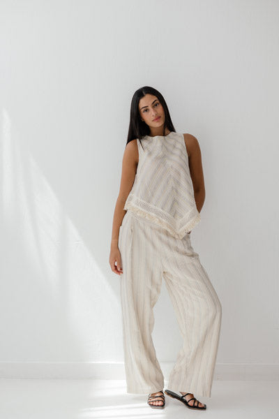 Solana Fringe Linen Top Yellow