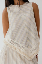 Solana Fringe Linen Top Yellow