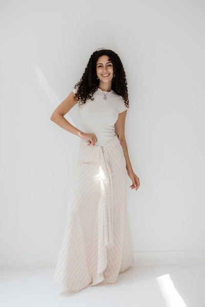 Solana Linen Midi Skirt Pink