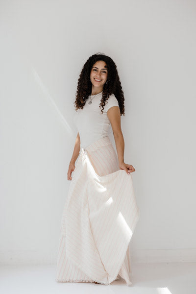 Solana Linen Midi Skirt Pink