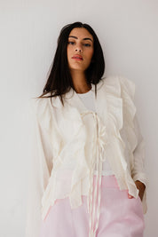 Breezy Ruffle Cardigan WHITE