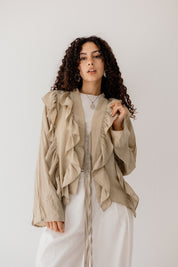Breezy Ruffle Cardigan CAFE