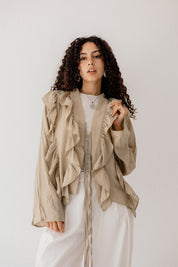 Breezy Ruffle Cardigan CAFE