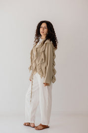 Breezy Ruffle Cardigan CAFE