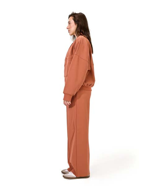 OVERSIZED ZIPPED SWEATSHIRT - Brown