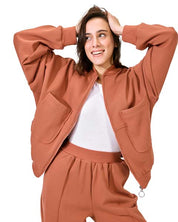 OVERSIZED ZIPPED SWEATSHIRT - Brown