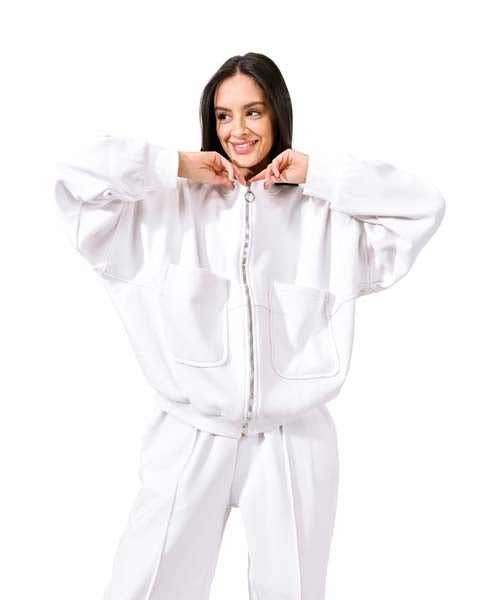 OVERSIZED ZIPPED SWEATSHIRT - White