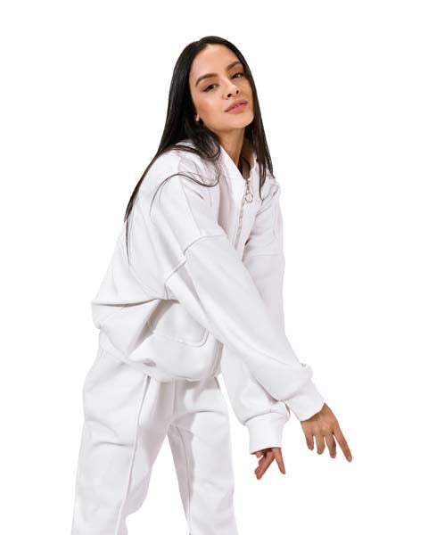 OVERSIZED ZIPPED SWEATSHIRT - White