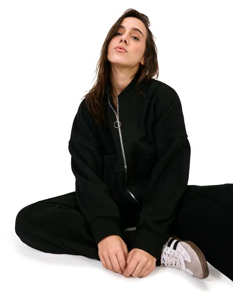 OVERSIZED ZIPPED SWEATSHIRT - Black