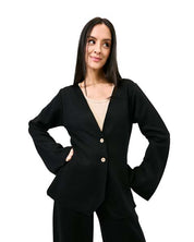 Knit Cardigan with Buttons - Black