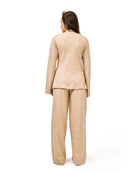 Comfort Fit Knit Pants - Biege