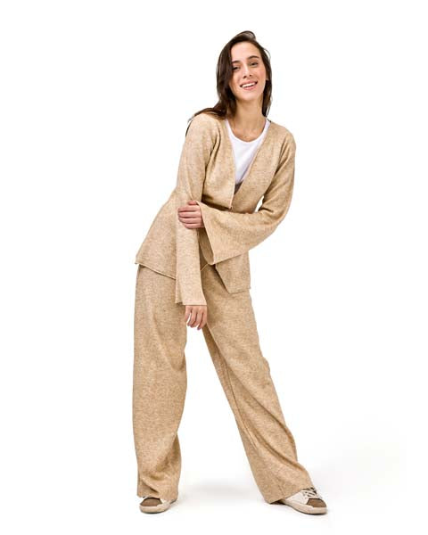 Comfort Fit Knit Pants - Biege