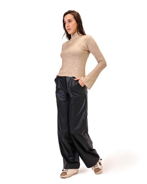 Soft High Collar Top - Beige