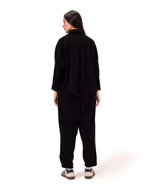 Ribbed velvet shirt - Black