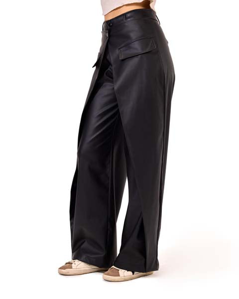 Leather skirt pants - Black