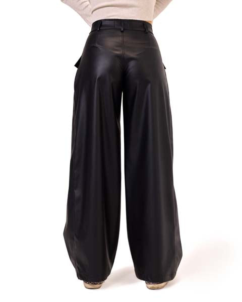 Leather skirt pants - Black