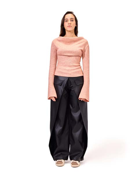 Leather skirt pants - Black
