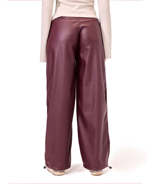 Leather joggers - Dark Red