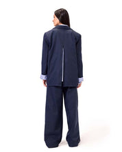 Oversized back zipped blazer - Dark blue