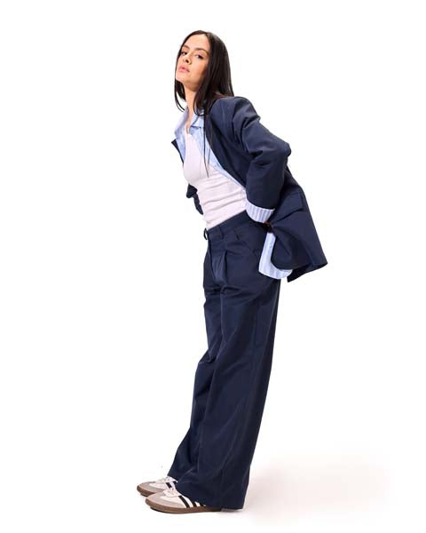 Loose Fitting Wide Leg Pants DARKBLUE