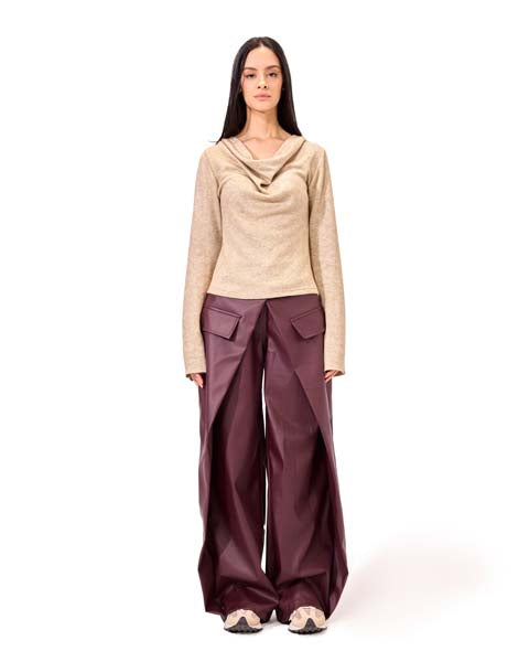 Leather skirt pants - Dark Red