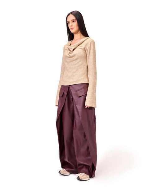 Leather skirt pants - Dark Red