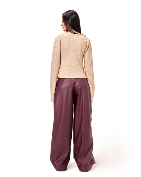 Leather skirt pants - Dark Red