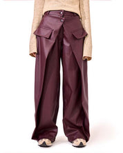 Leather skirt pants - Dark Red