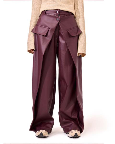 Leather skirt pants - Dark Red