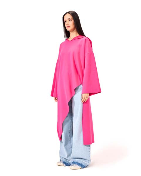 Asymmetrical Hoodies - Fushia