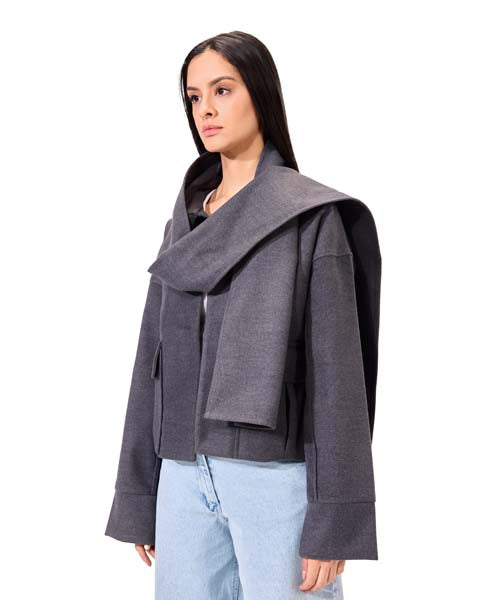 Blend Wrap Jacket - Dark Gray