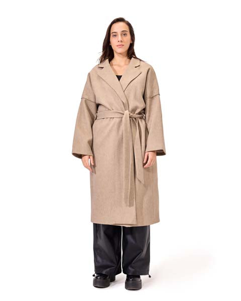 Oversized belted Coat - Café