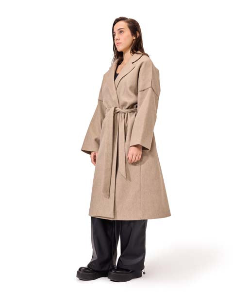 Oversized belted Coat - Café