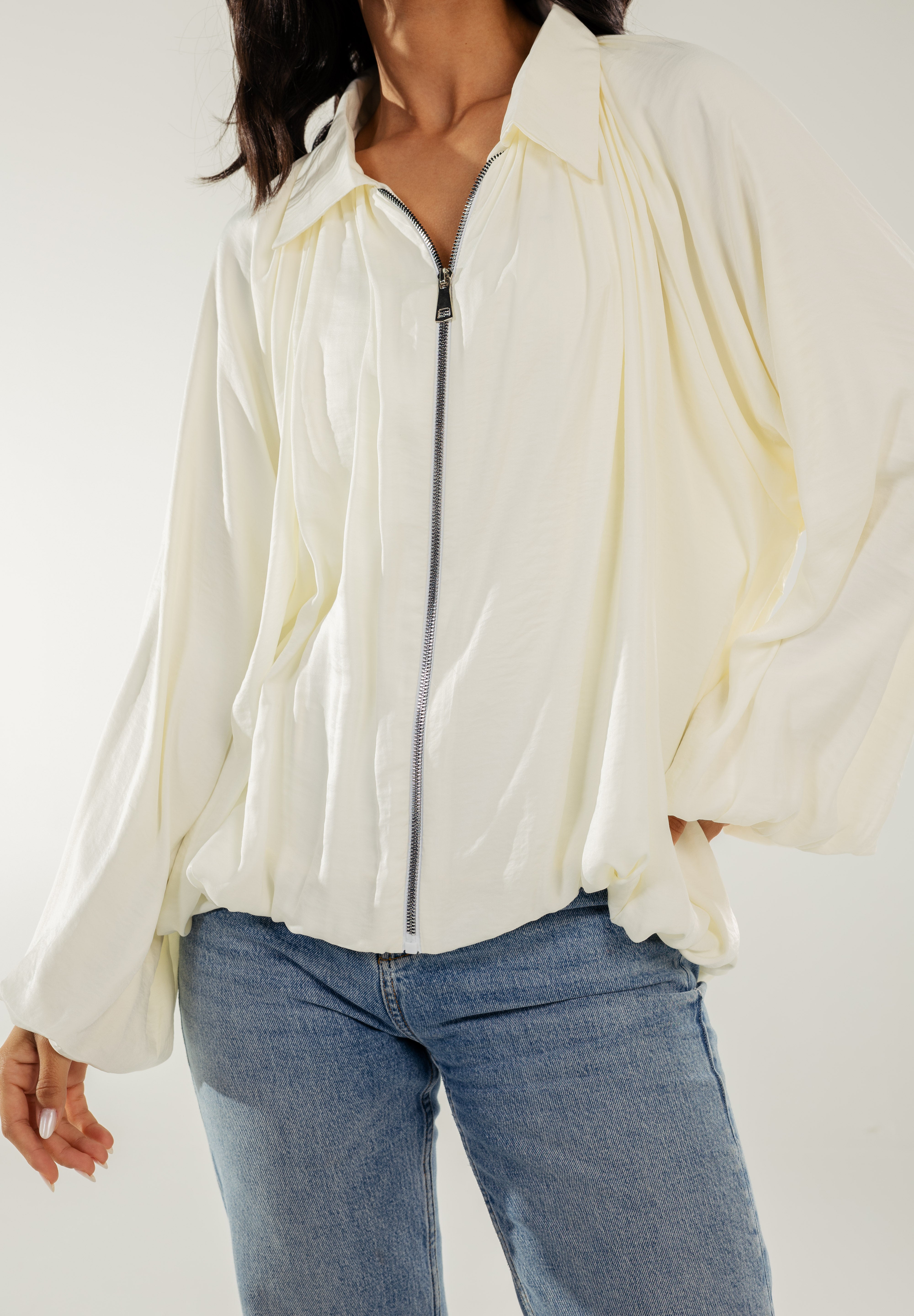 Satin Serenity Ensemble - Jacket White