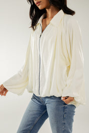 Satin Serenity Ensemble - Jacket White
