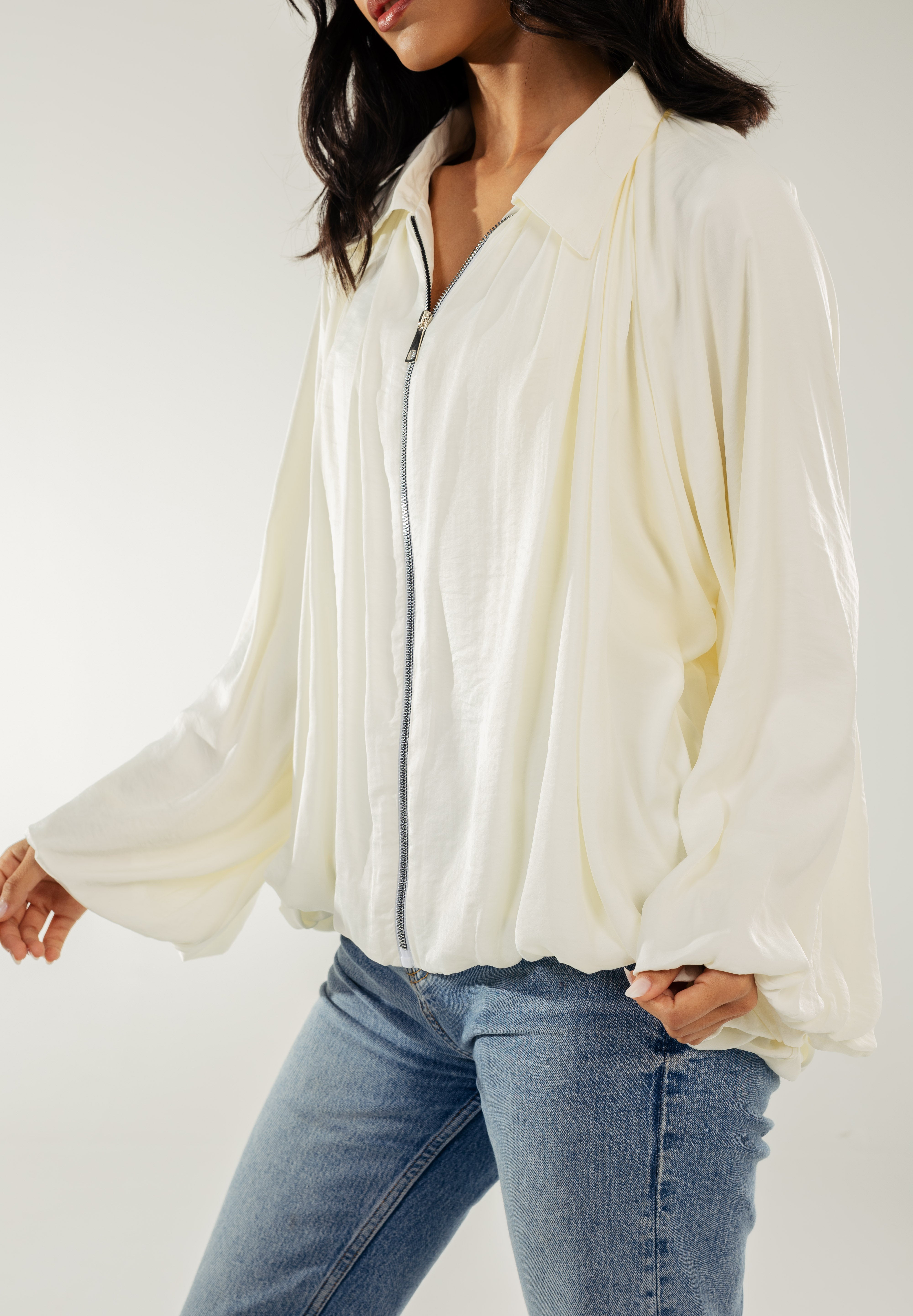Satin Serenity Ensemble - Jacket White