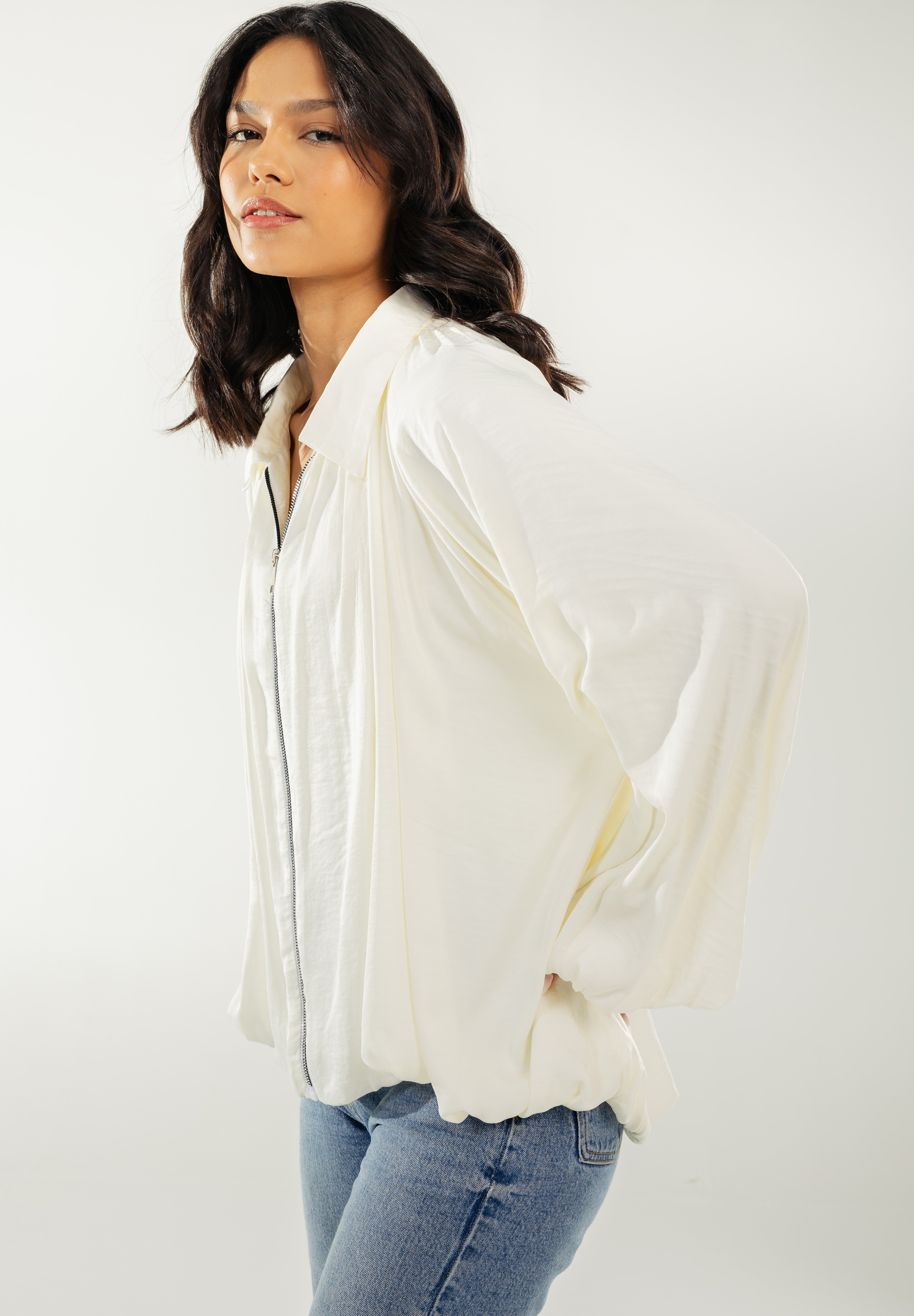 Satin Serenity Ensemble - Jacket White