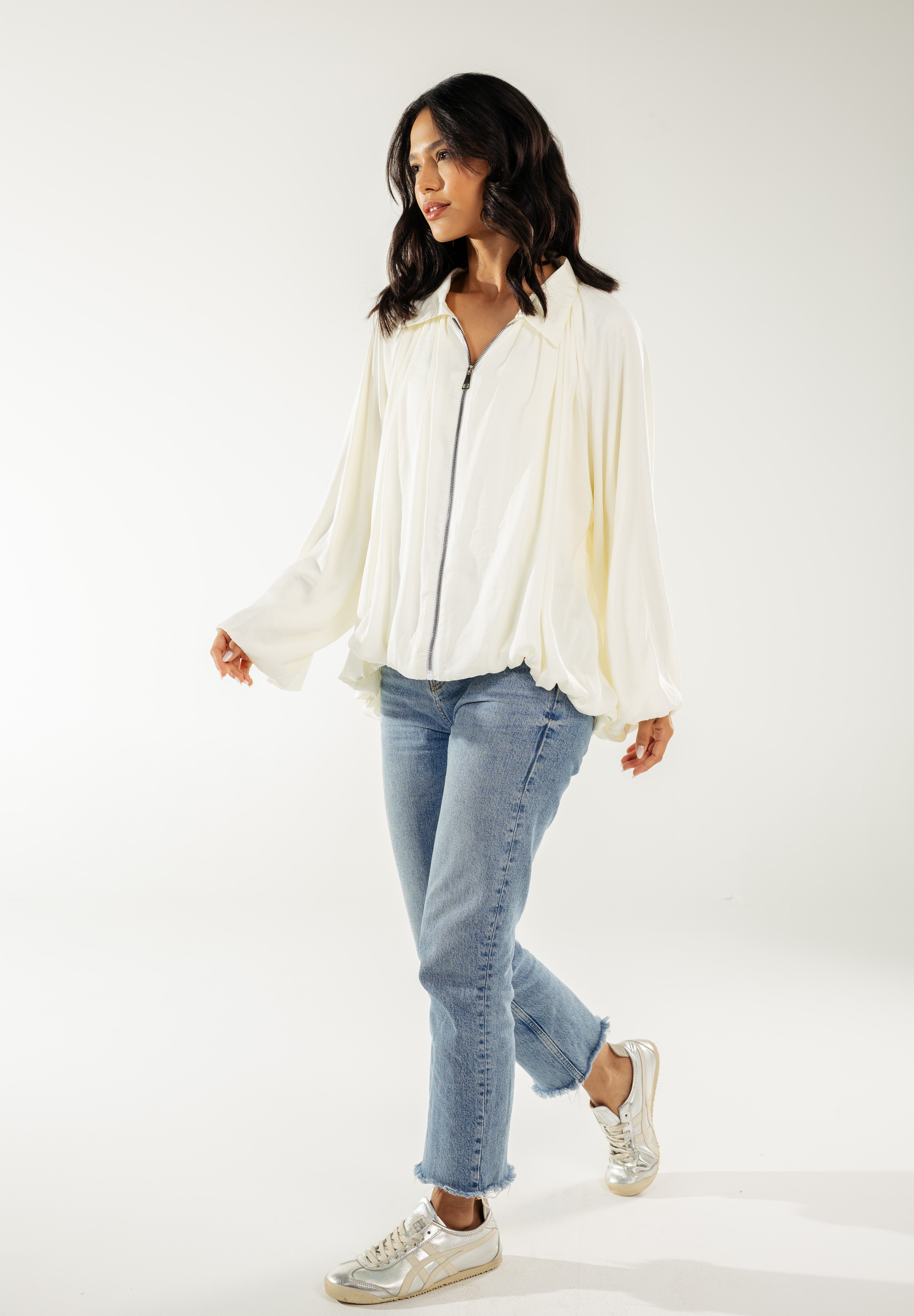 Satin Serenity Ensemble - Jacket White