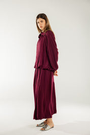 Satin Serenity Ensemble - Jacket Burgundy