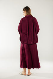Satin Serenity Ensemble - Jacket Burgundy