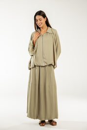 Satin Serenity Ensemble - Jacket Light Olive