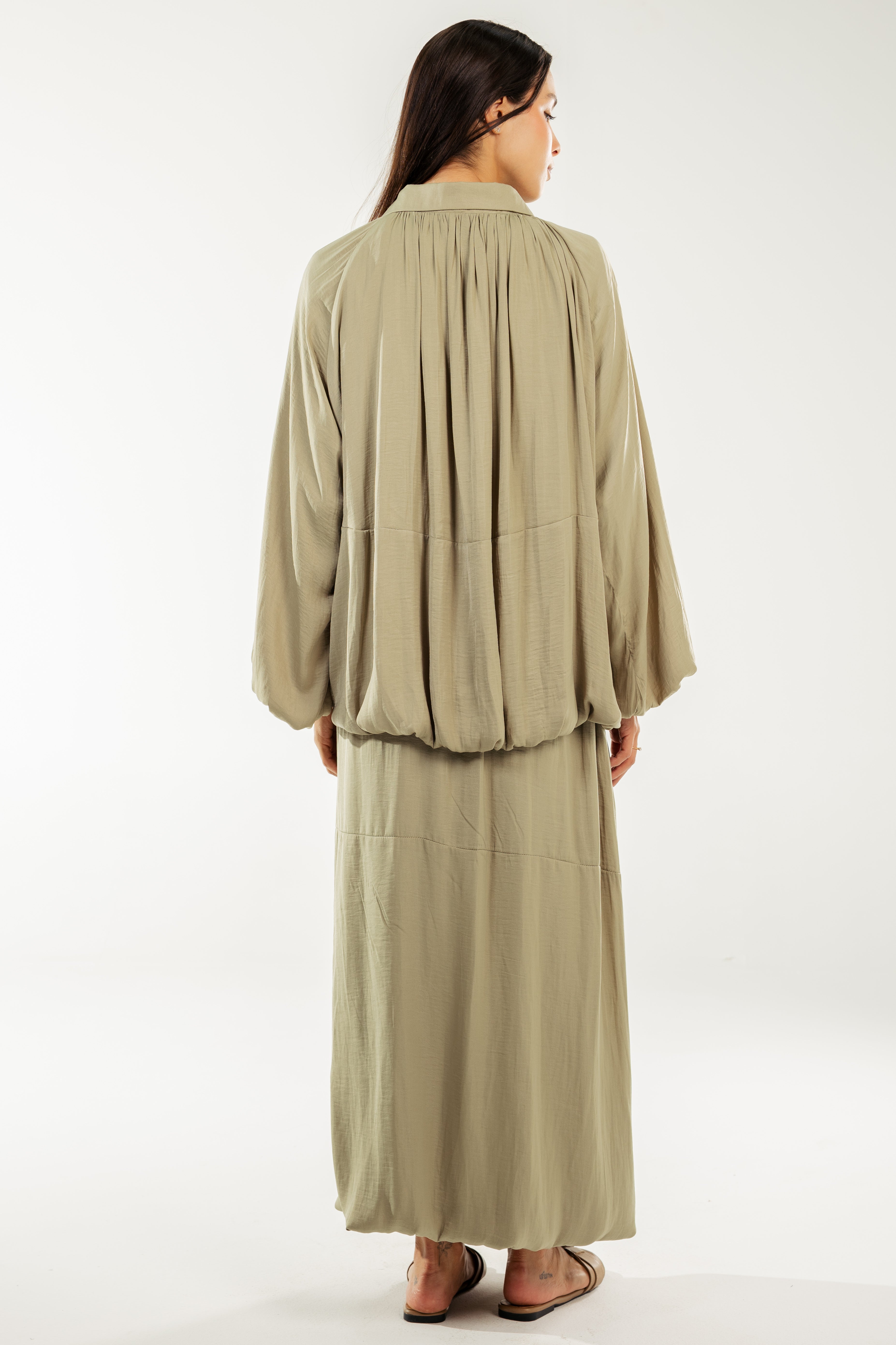 Satin Serenity Ensemble - Jacket Light Olive