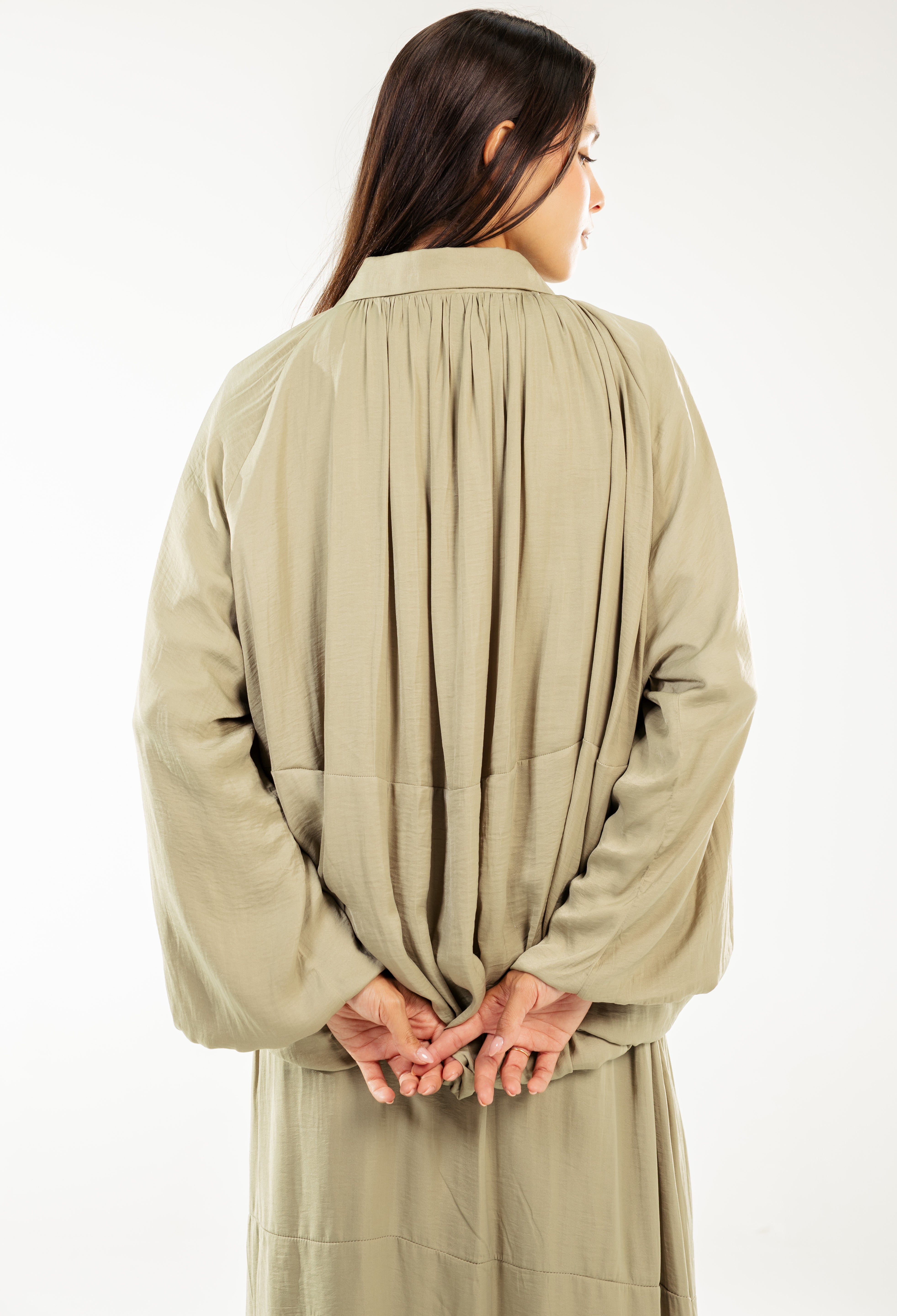 Satin Serenity Ensemble - Jacket Light Olive