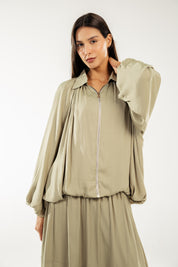 Satin Serenity Ensemble - Jacket Light Olive
